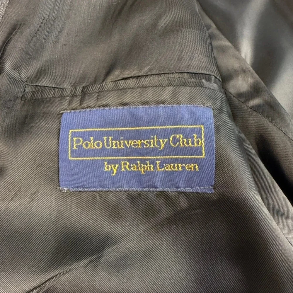 Vtg Polo University Club Ralph Lauren Suit Mens 48L Gray Wool 2-Button Pleated